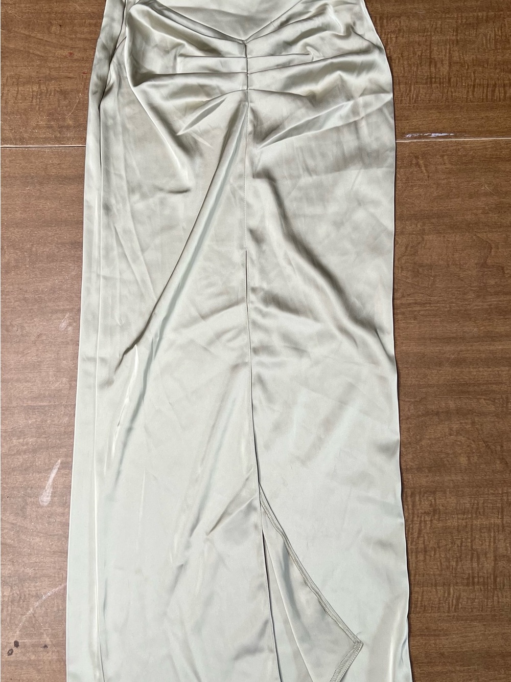 Zara Sage Green Satin Maxi Skirt with Front Detail